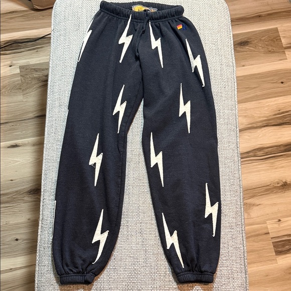 Aviator Nation Pants - Aviator Nation Bolt Repeat Sweatpants Black//White Bolt Patches Women’s Medium